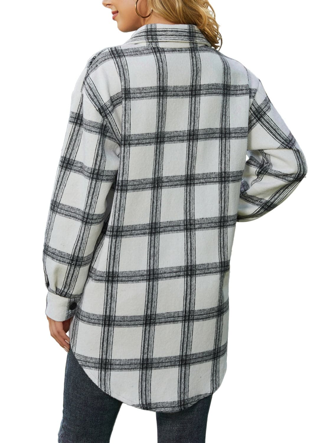 Plaid long sleeve shirt jacket