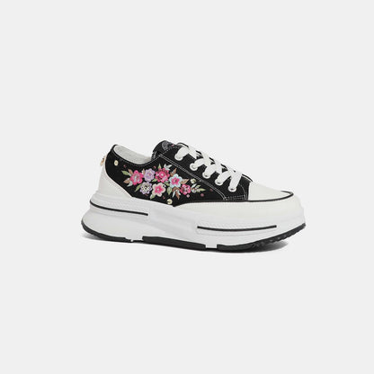 Floral lace-up platform sneakers