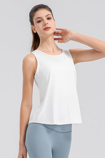 Wide Strap Round Neck Active Tank.