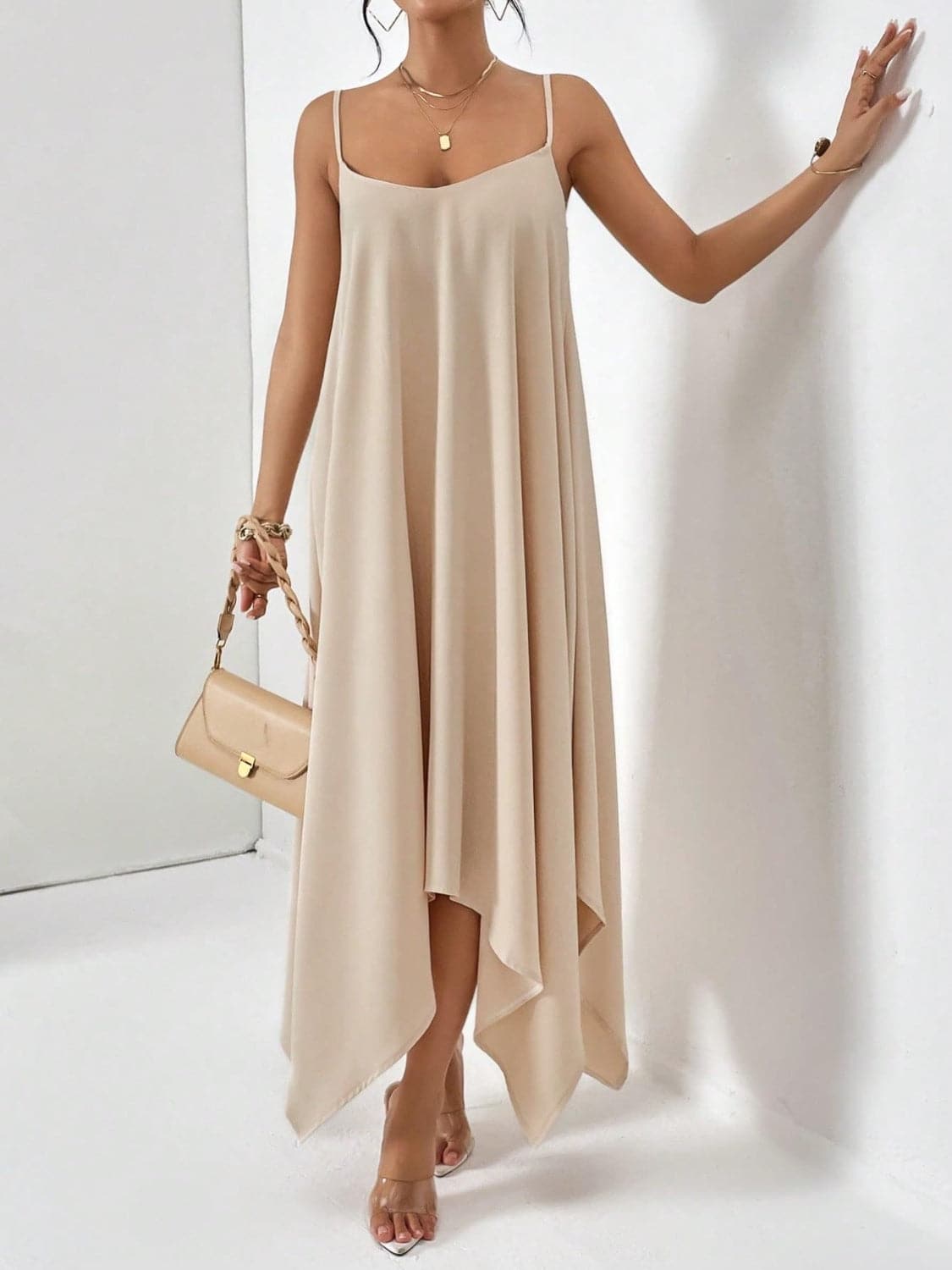 Scoop Neck Midi Cami Dress.