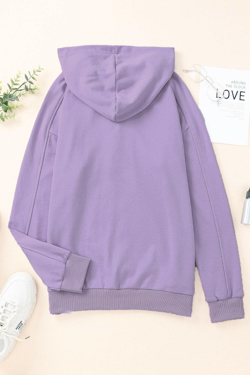 Lace-Up Dropped Shoulder Hoodie.