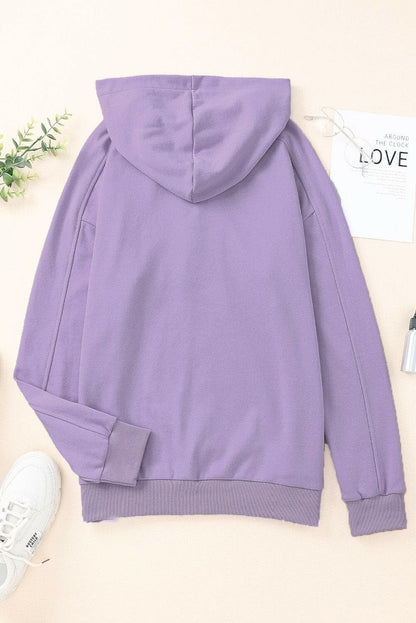 Lace-Up Dropped Shoulder Hoodie.