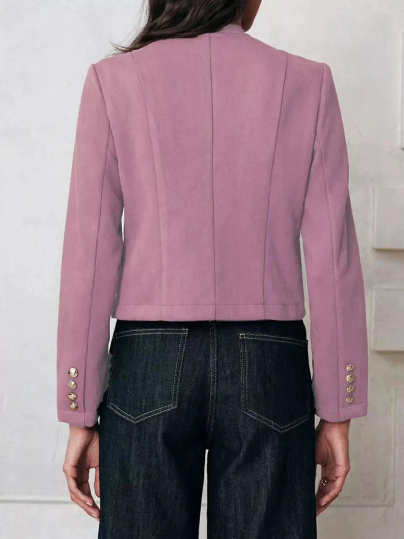 Round Neck Button Up Blazer Simply Love
