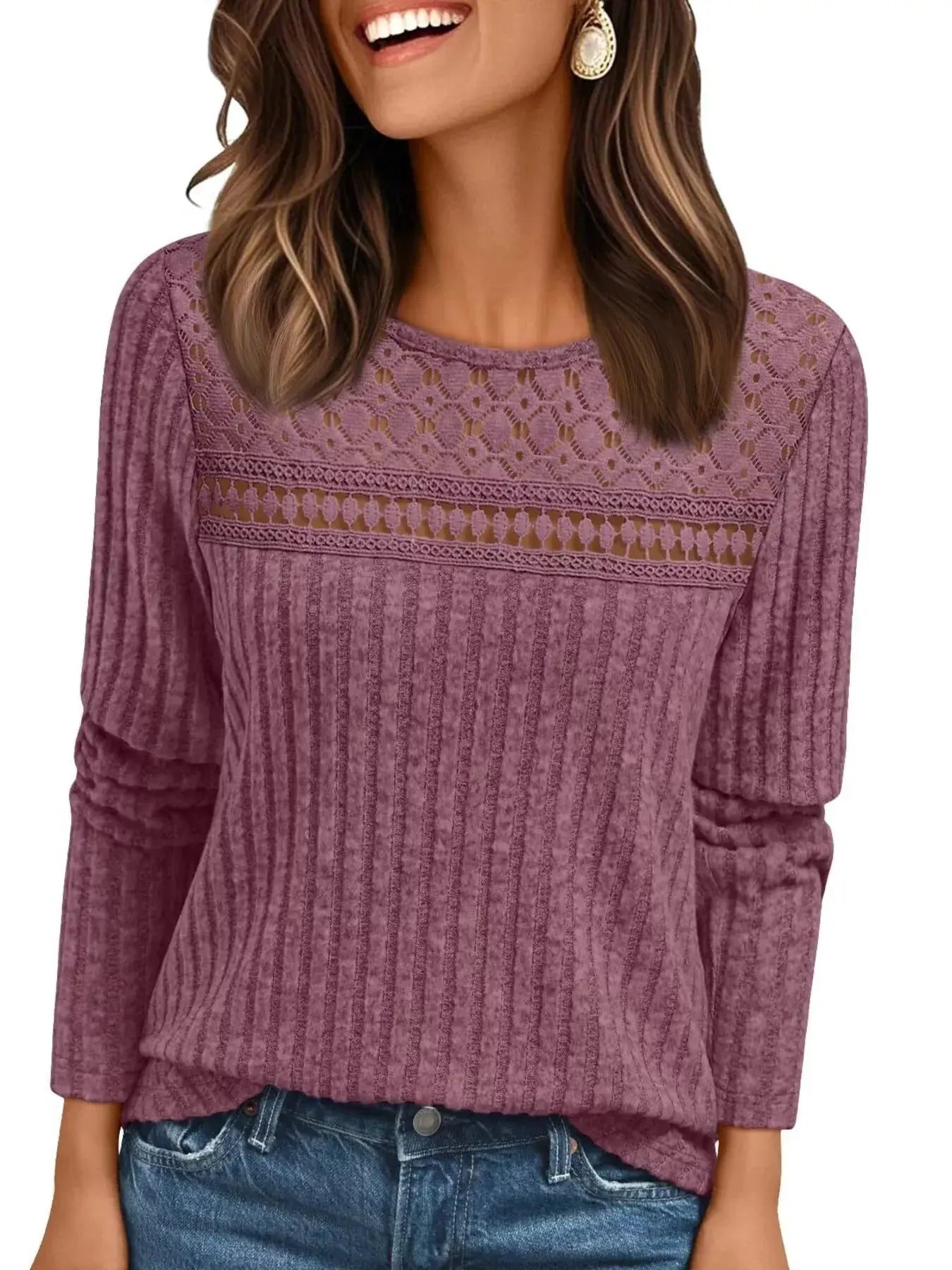 Ribbed Long Sleeve T-Shirt Simply Love