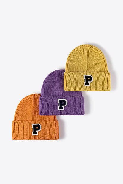 Letter Patch Cuffed Knit Beanie.