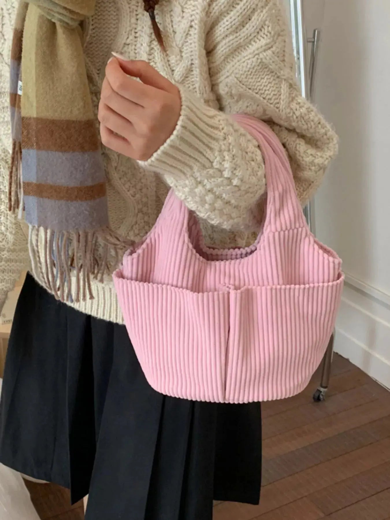Corduroy Solid Color Handbag Simply Love