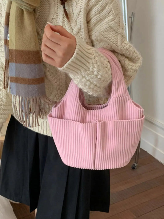 Corduroy Solid Color Handbag Simply Love