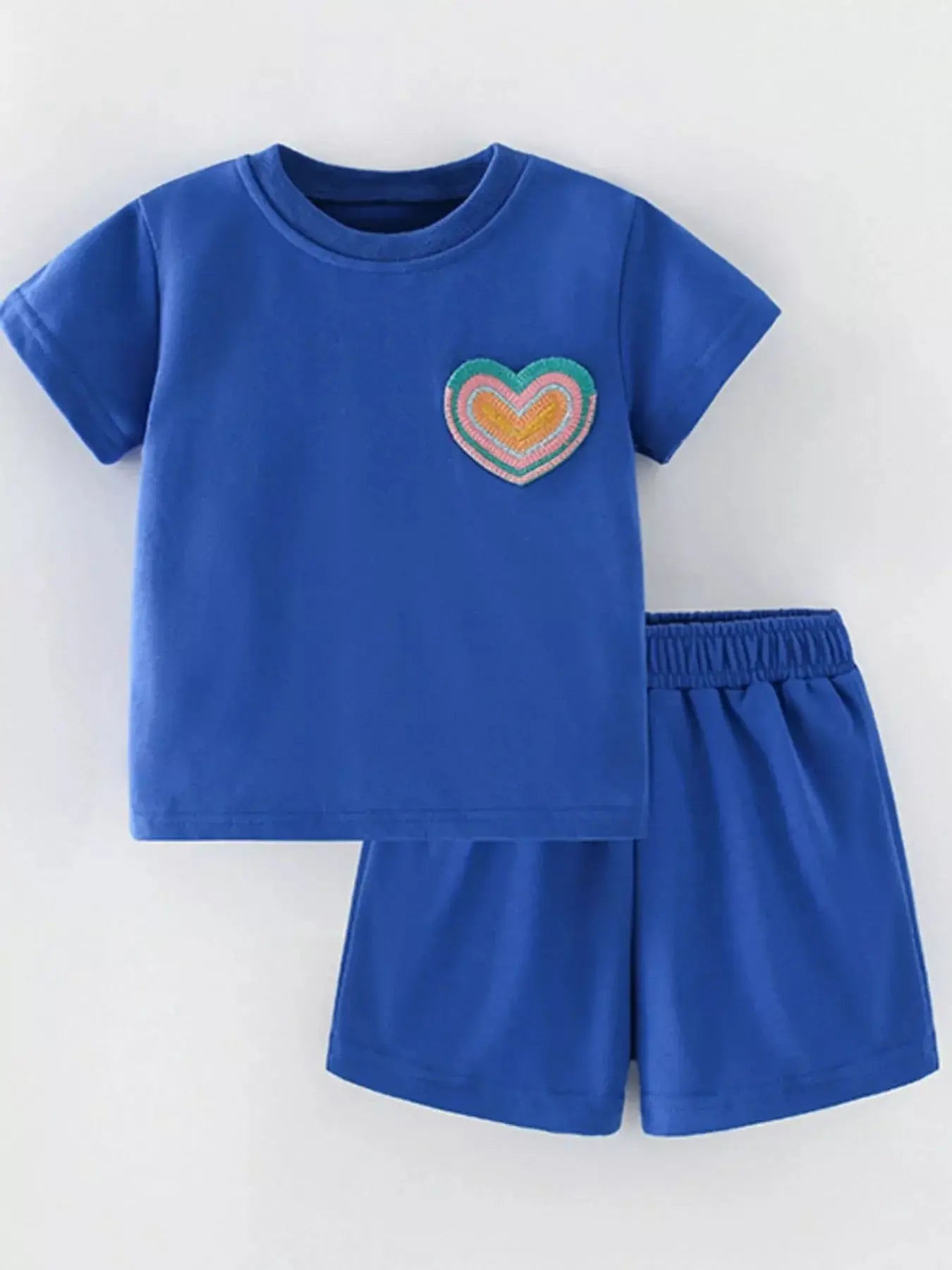 Children's Heart Round Neck Tee and Shorts Set Simply Love