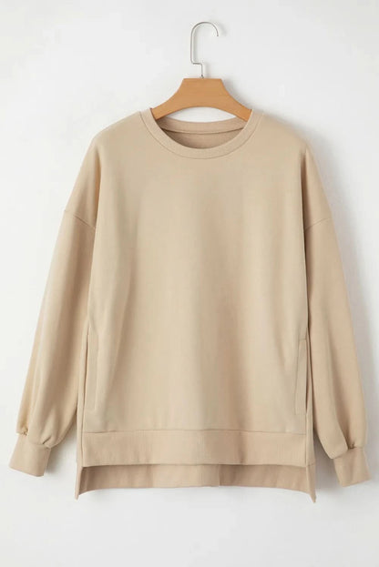 Chic high-low pocket sweatshirt with long sleeves