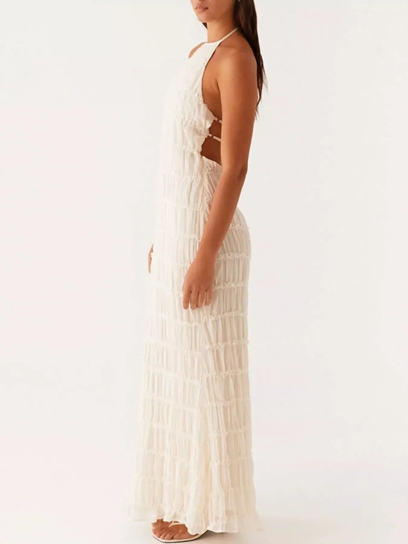 Ruched Halter Neck Maxi Dress Simply Love