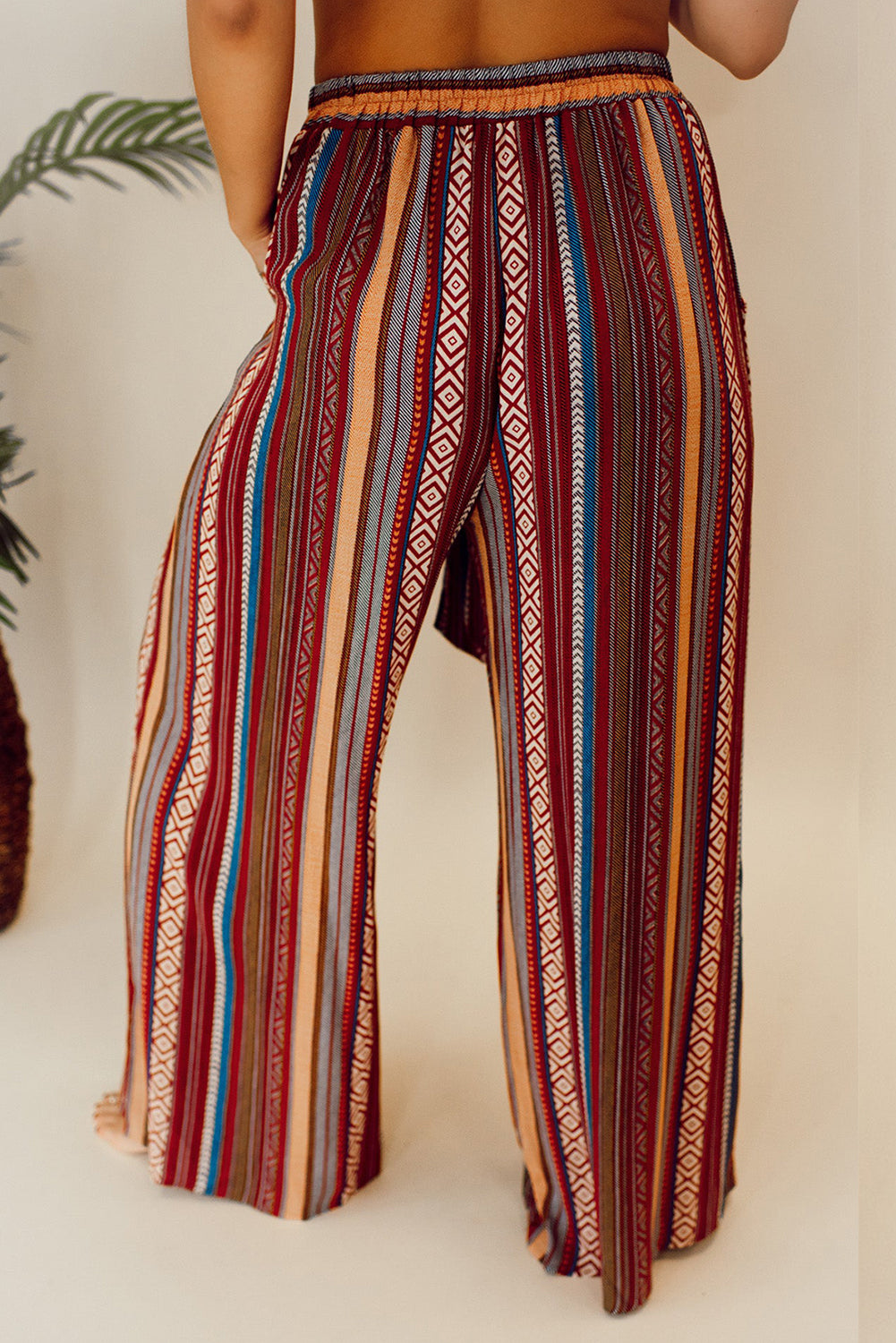 Bohemian red wide leg pants