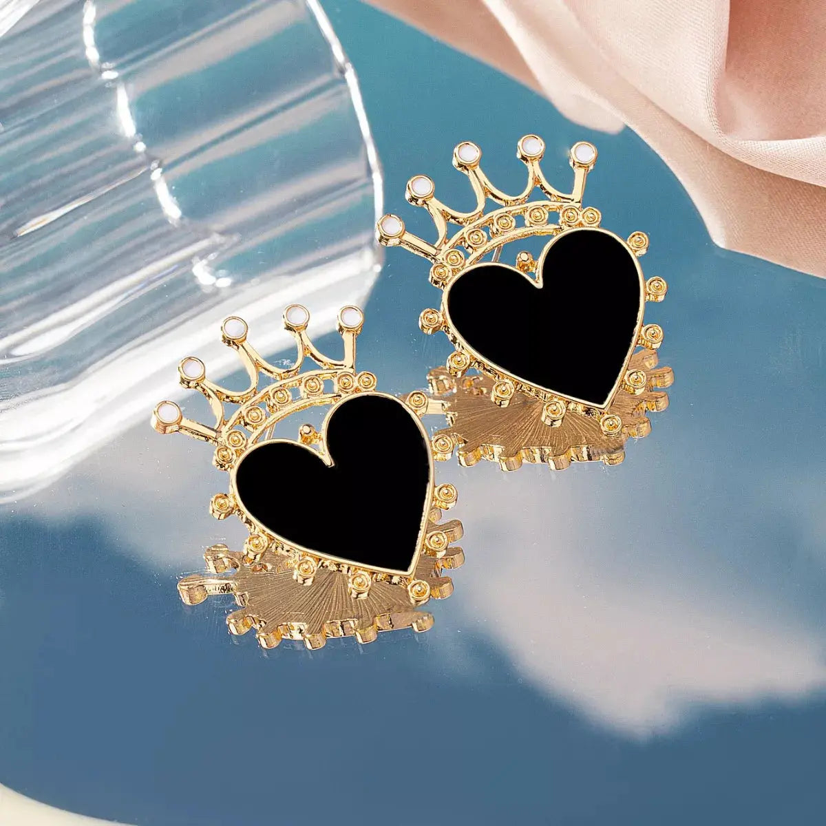 Crown Heart Stud Earrings Simply Love