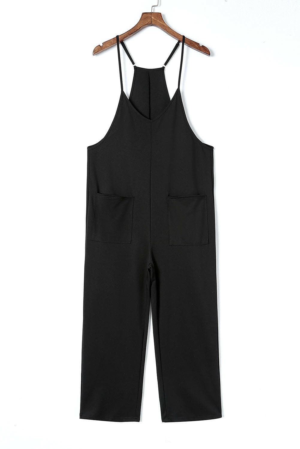 Pocketed Spaghetti Strap Wide Leg Jumpsuit.