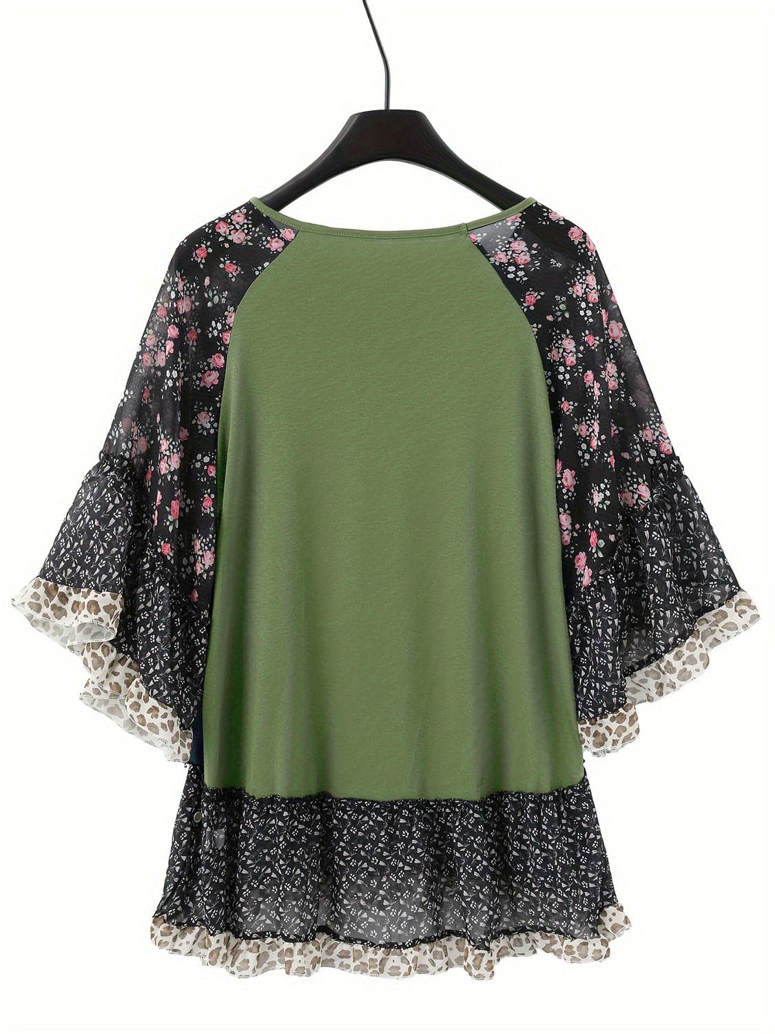 Frilled printed blouse - half sleeves