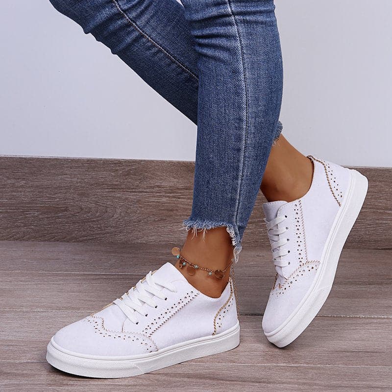 Suede Lace-Up Flat Sneakers.