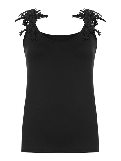 Full Size Lace Detail Scoop Neck Tank.