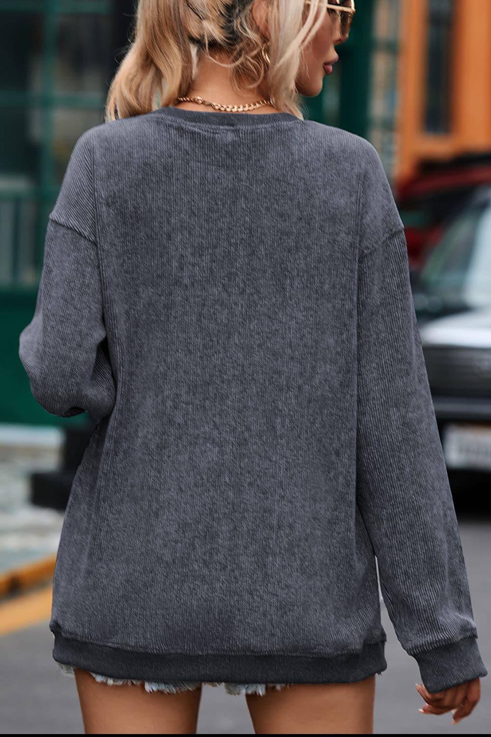 Glittering ghost long sleeve sweatshirt with round neck