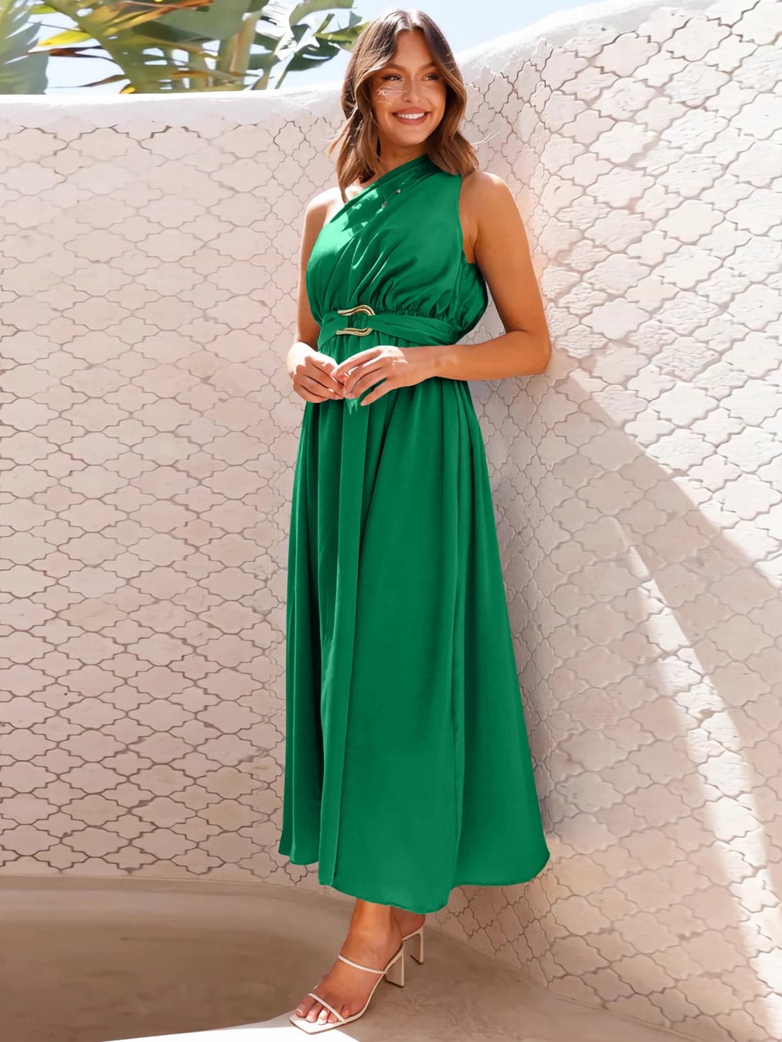 Single Shoulder Midi Dress.