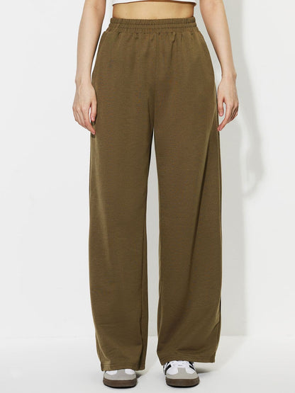 Heart Elastic Waist Wide Leg Pants.