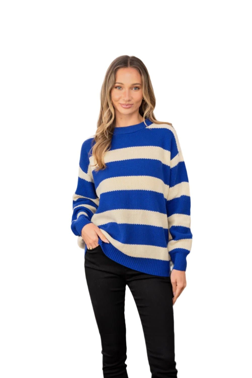 Sew In Love vibrant striped round neck sweater