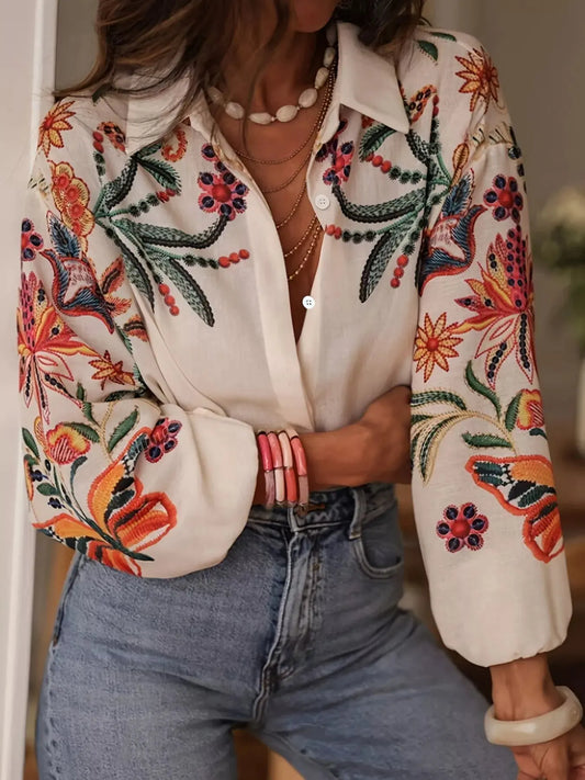 Floral Button Up Long Sleeve Shirt Simply Love