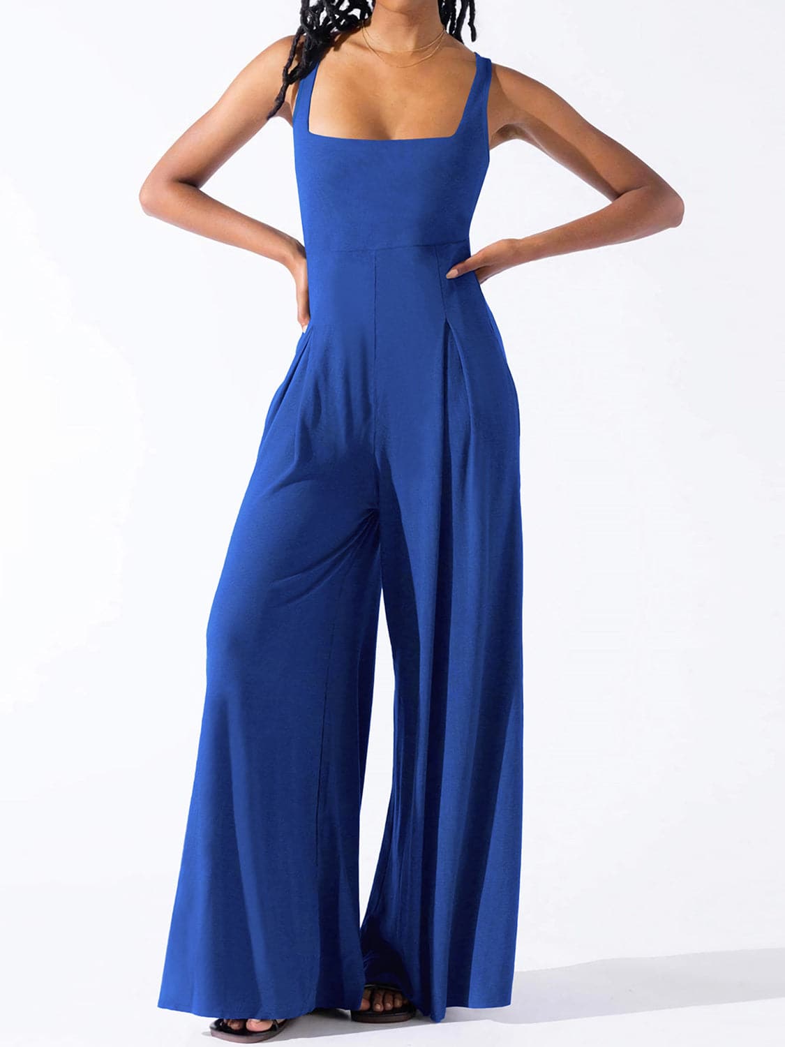 Square Neck Wide Strap Jumpsuit.