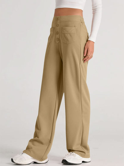 High Rise Wide Leg Trousers with Pockets