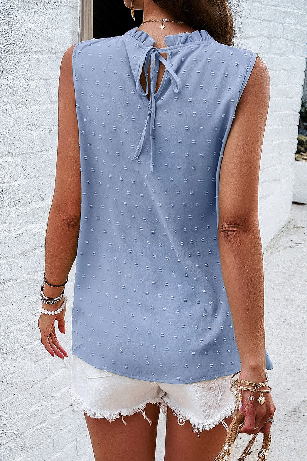 Swiss Dot Round Neck Tank.