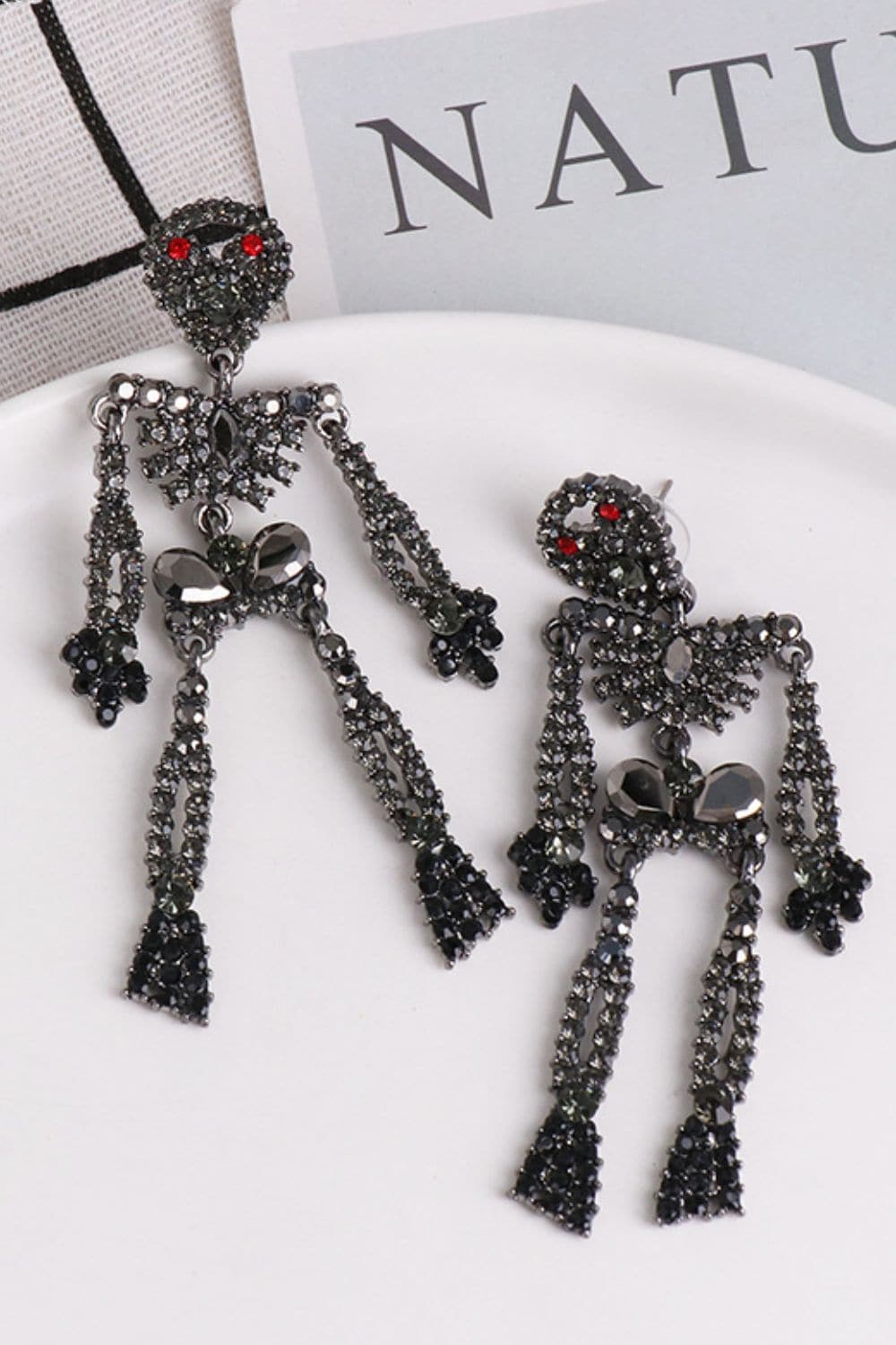 Skeleton Glass Stone Earrings