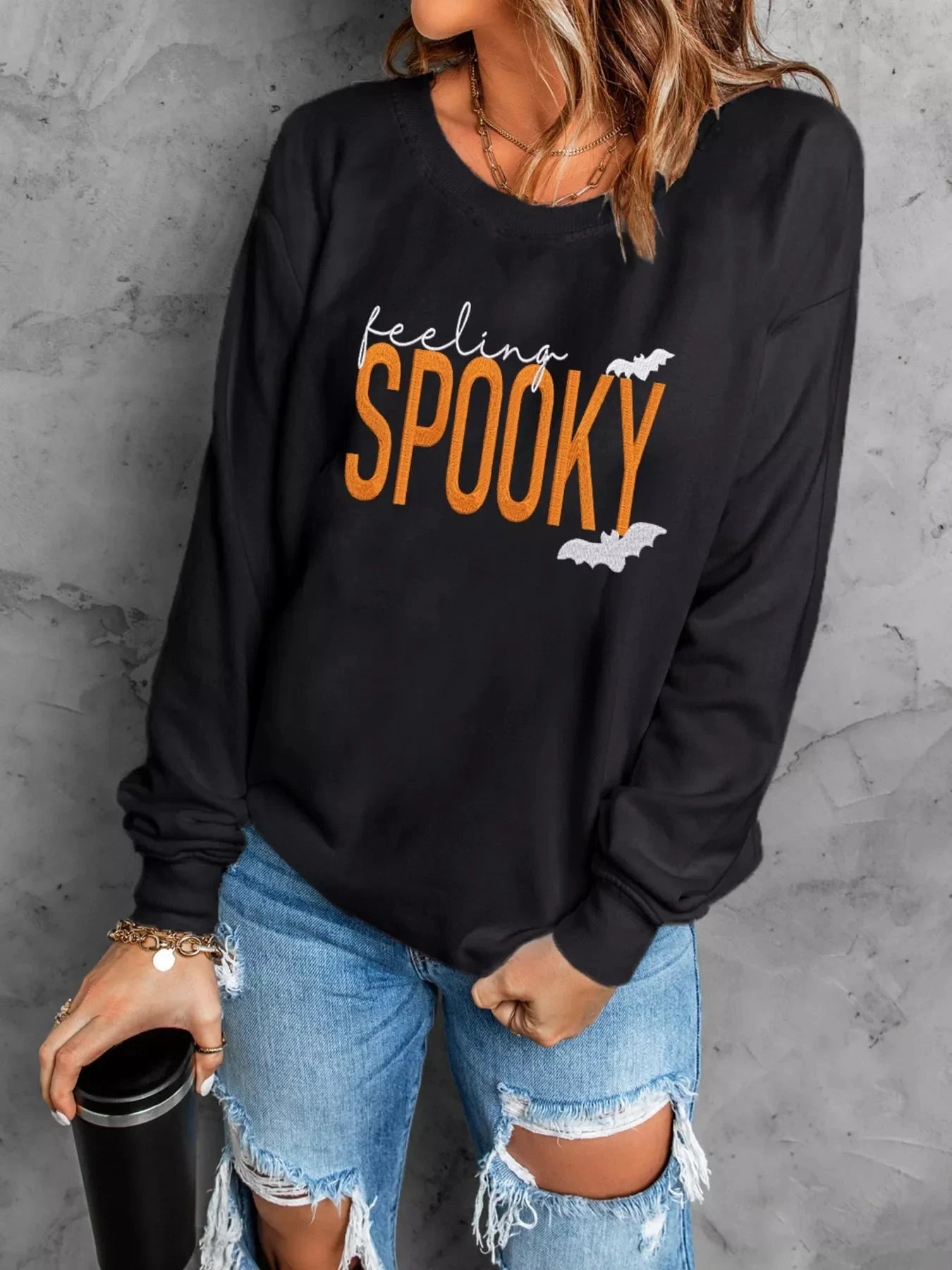Feeling Spooky Halloween Embroidered Sweatshirt Coco’s Tee Boutique