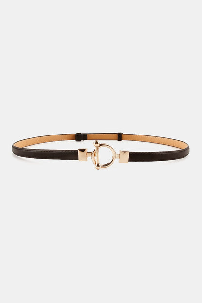 Toggle Buckle Skinny PU Belt.