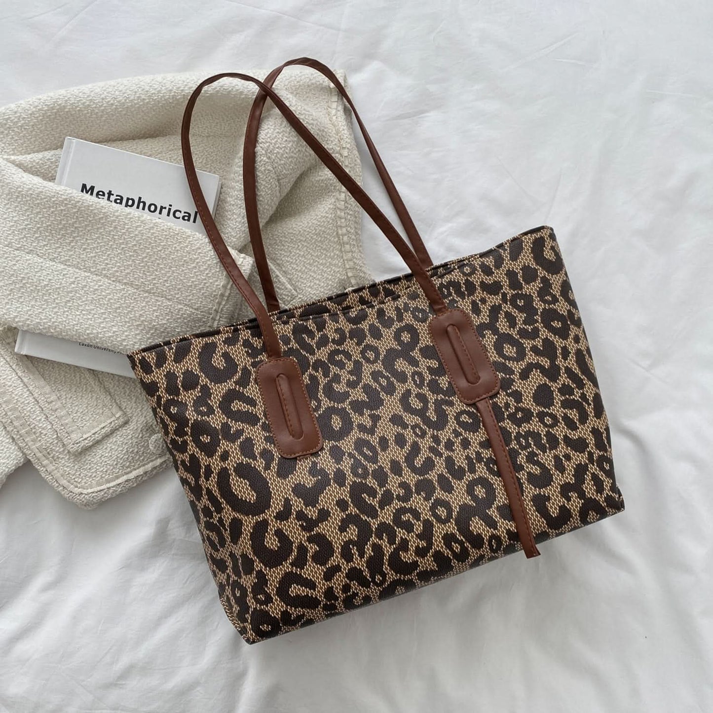 PU Leather Leopard Tote Bag