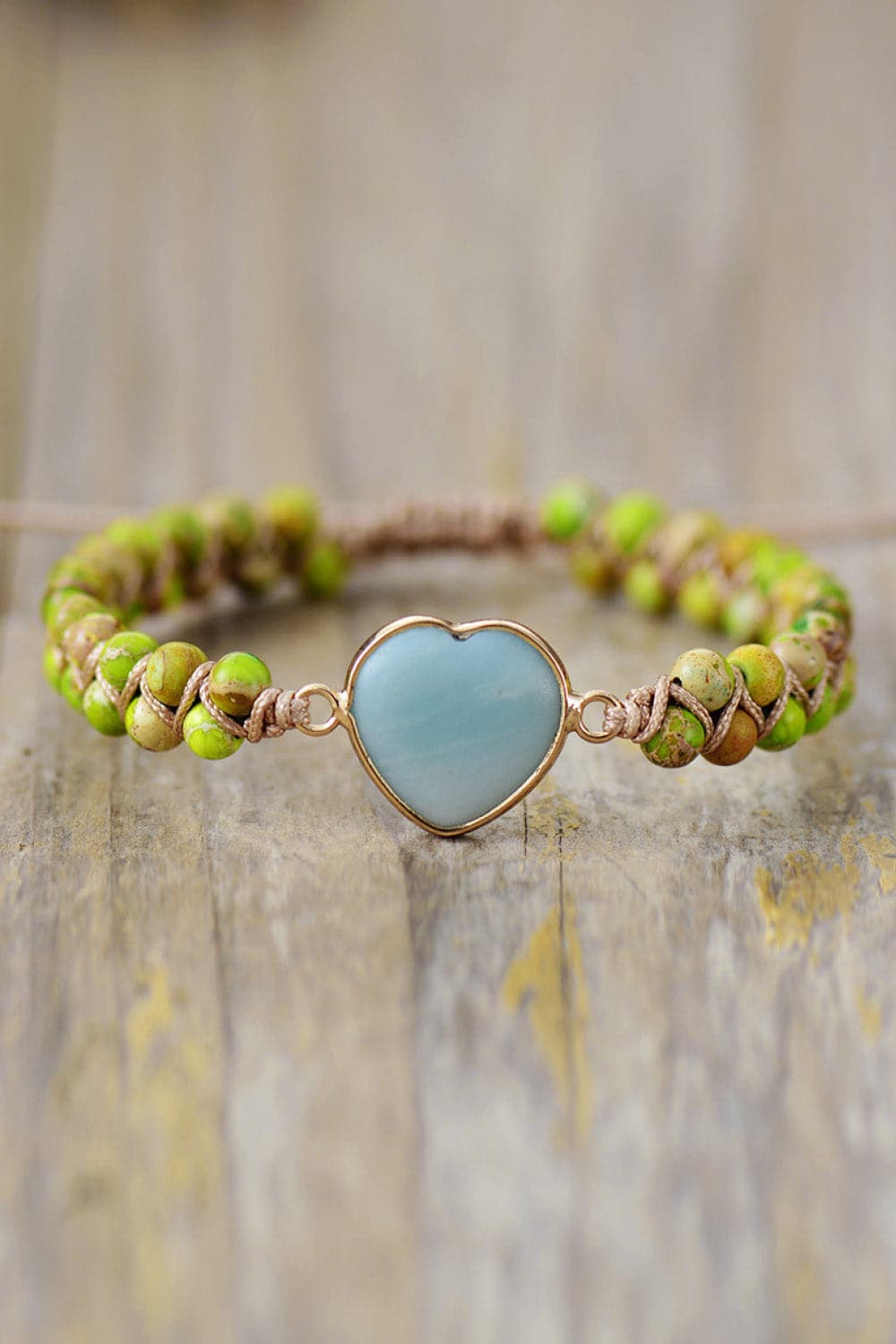 Handmade Heart Shape Natural Stone Bracelet.