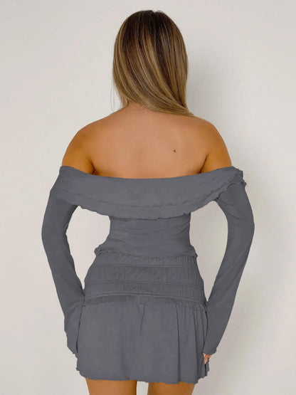 Ruffled off-shoulder tee - stretch fabric