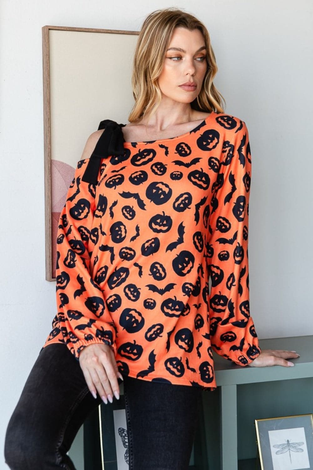 Pumpkin patch chic one-shoulder tee