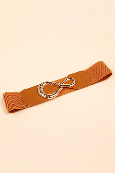 Ribbed Alloy Buckle Elastic Belt.