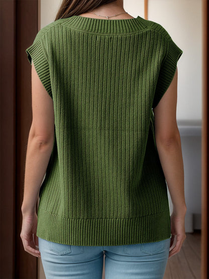 V-Neck Cap Sleeve Knit Vest.