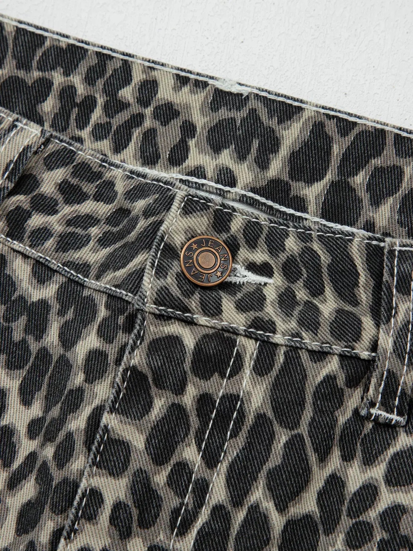 Leopard Print High Waist Barrel Jeans Simply Love