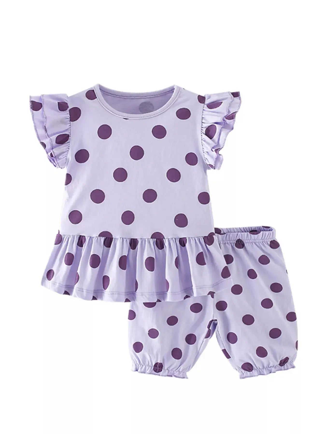 Children's Polka Dot Ruffle Sleeve Top & Shorts Set Simply Love