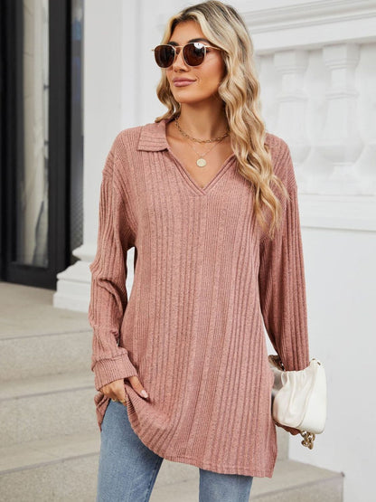 Sheer slit long sleeve t-shirt