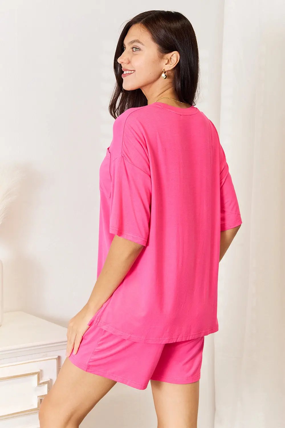 Basic Bae Full Size Soft Rayon Half Sleeve Top and Shorts Set - Love Salve