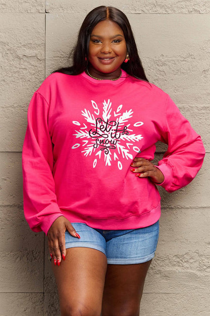 Simply Love Full Size LET IT SNOW Long Sleeve Sweatshirt.