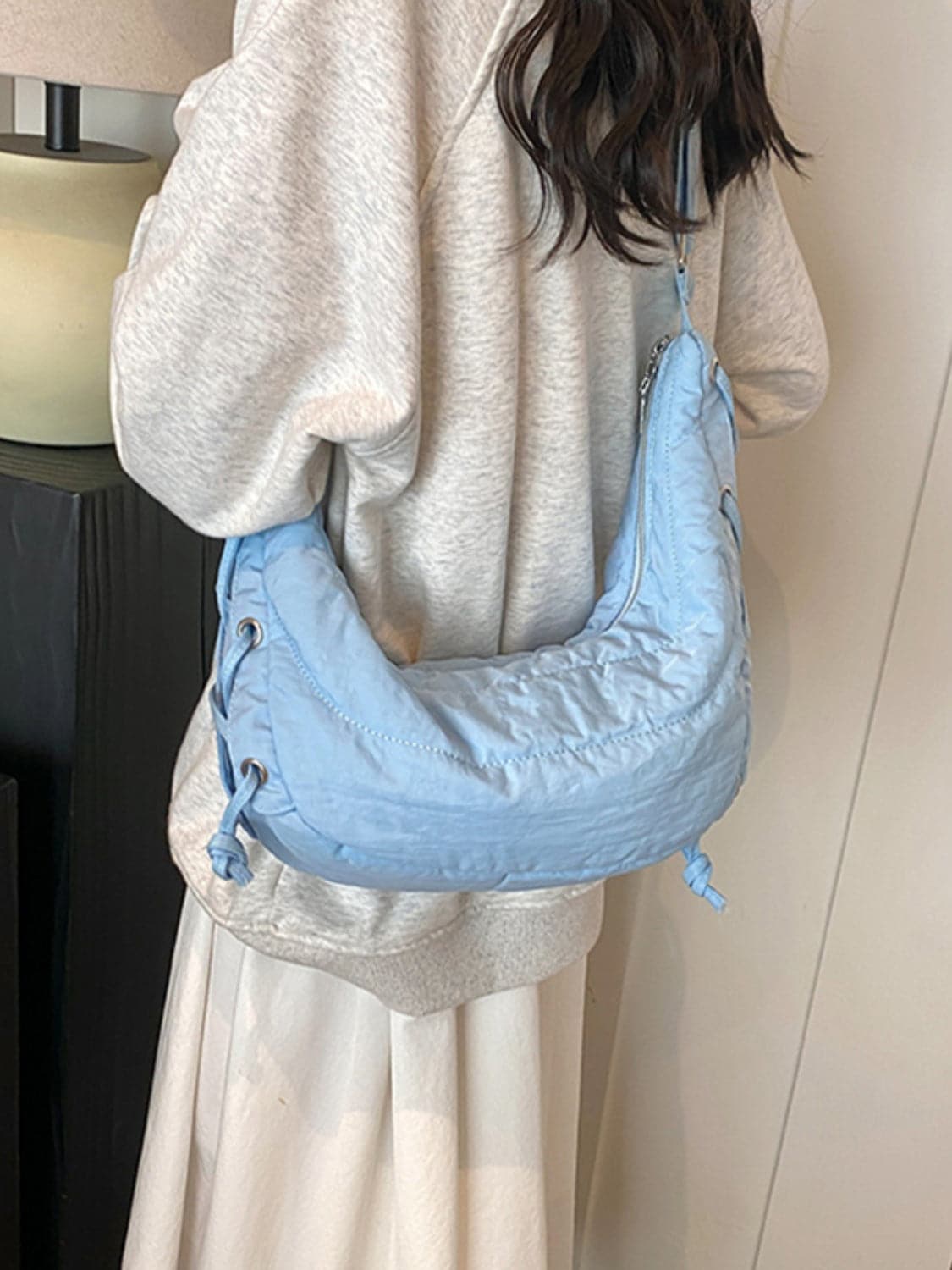 Large polyester crossbody bag