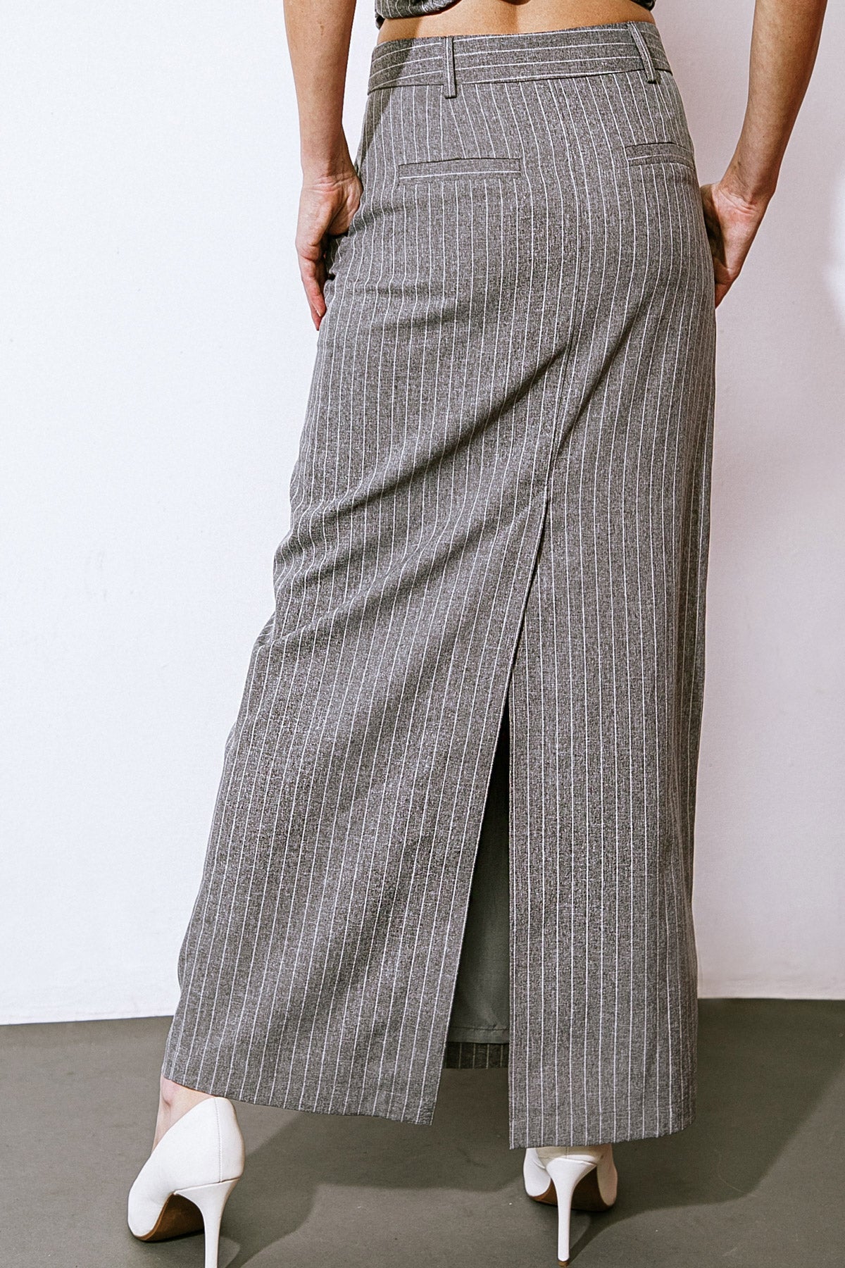 GET TO THE POINT WOVEN MIDI SKIRT Flying Tomato