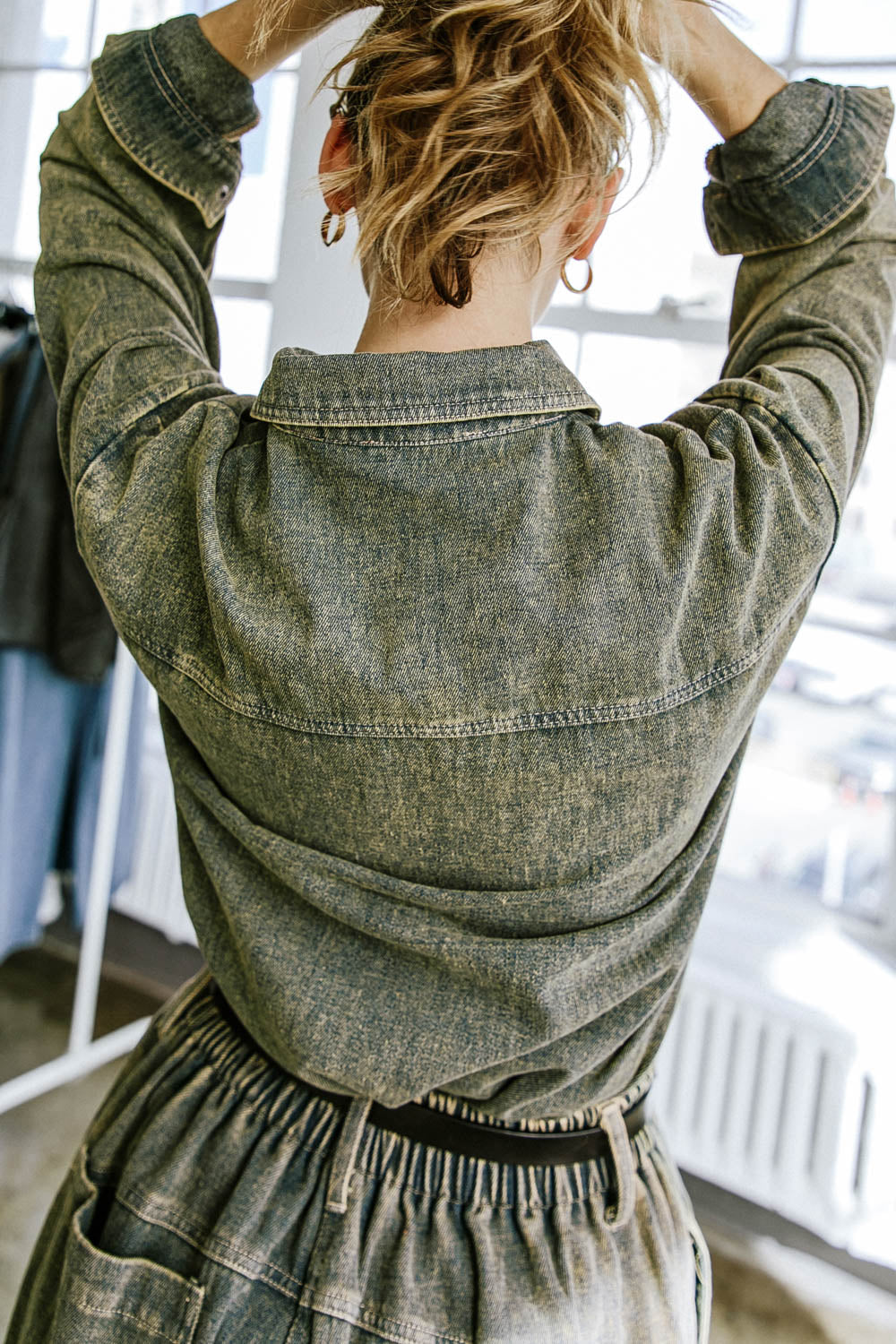 STUCK IN YOUR WAYS DENIM TOP Flying Tomato