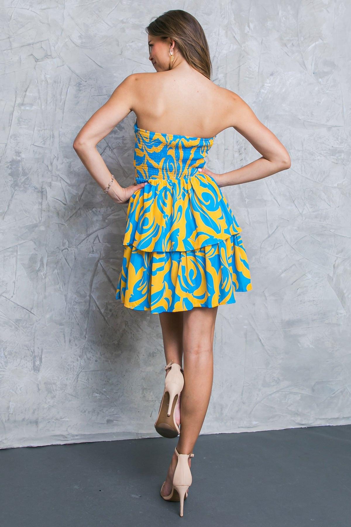 Flying Tomato BACK TO THE START MINI DRESS worn, demonstrating its comfortable movement and versatile style for any occasion.
