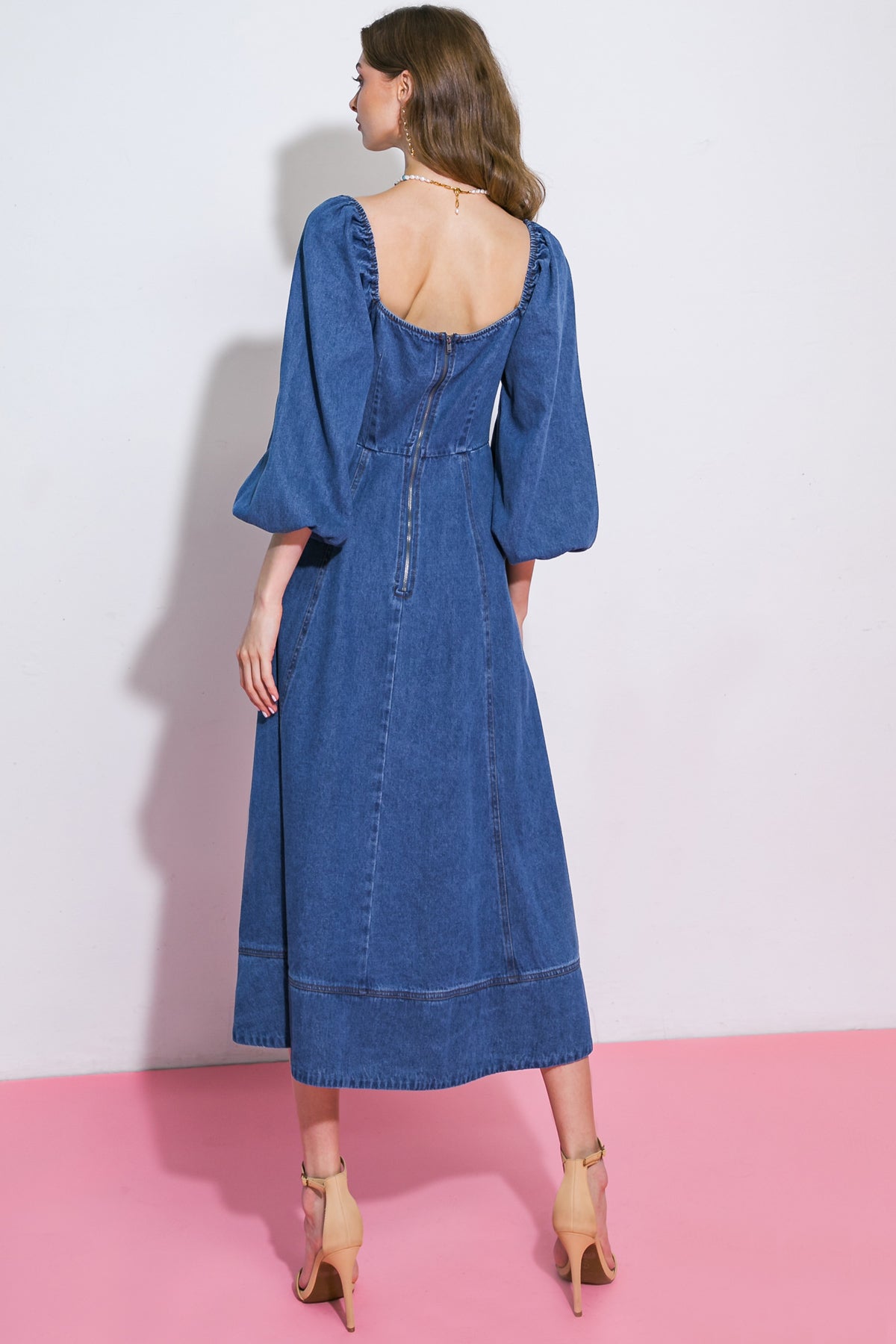 FEELIN'S GROOVY DENIM MIDI DRESS