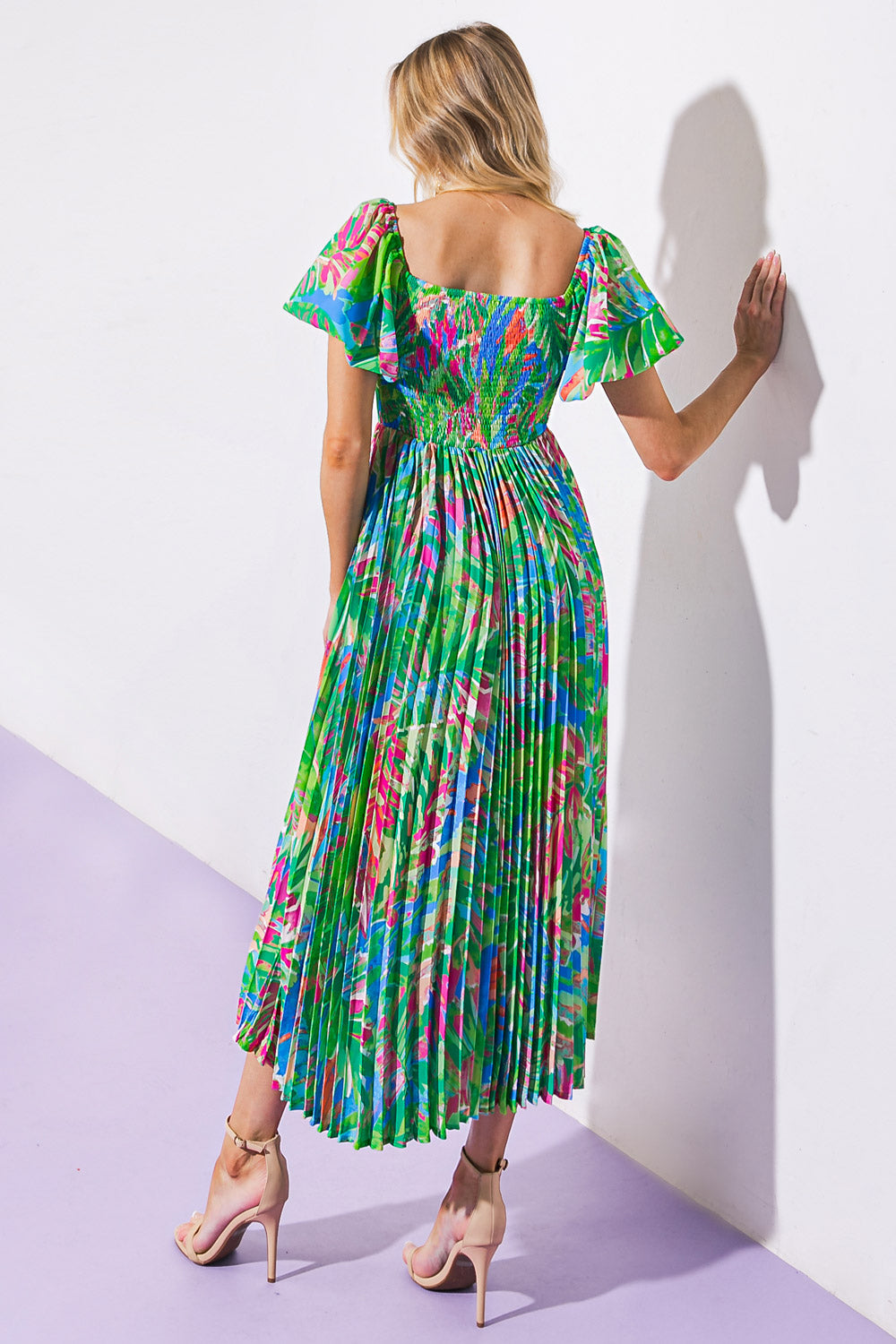 HIGH TIDE HEAVEN IN LOVELY BLOSSOMS WOVEN MIDI DRESS