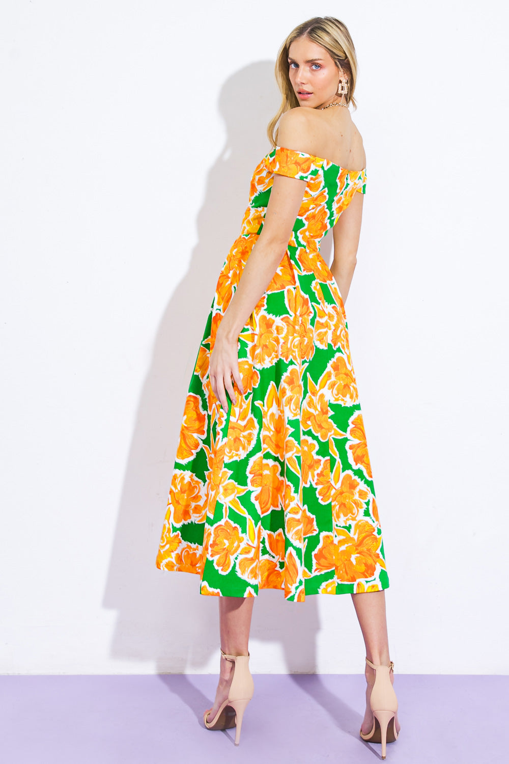 WHERE I WANT TO BE TWILL MIDI DRESS Flying Tomato