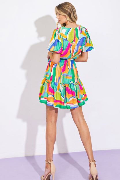 TURNING A NEW LEAF WOVEN MINI DRESS